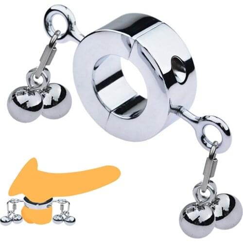 Metal Penis Ring Male Testicle Ball Stretcher Scrotum Cock Ring Penis Locking Heavy Duty Pendant Weight BDSM Sex Toys For Men