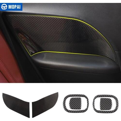 MOPAI Carbon Fiber Seat Switch Stickers for Car Rear Row Seats Side Decoration Cover Accessories for Dodge Challenger 2015