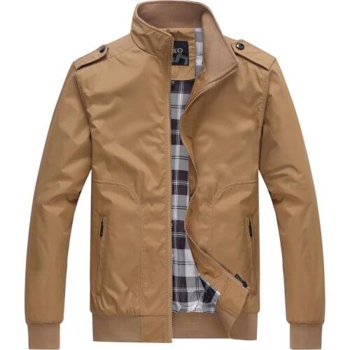 Jacket men autumn thin stand collar Outerwear middle-aged casual jacket multicolor pocket Plus Size 5XL clothing solid zipper