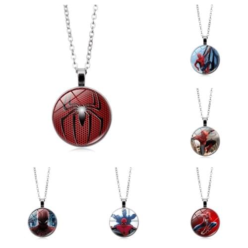 Disney Marvel Spiderman Gemstone Necklace Men and Women Fashion Punk Rock Locomotive Necklace Couple Birthday Christmas Gift