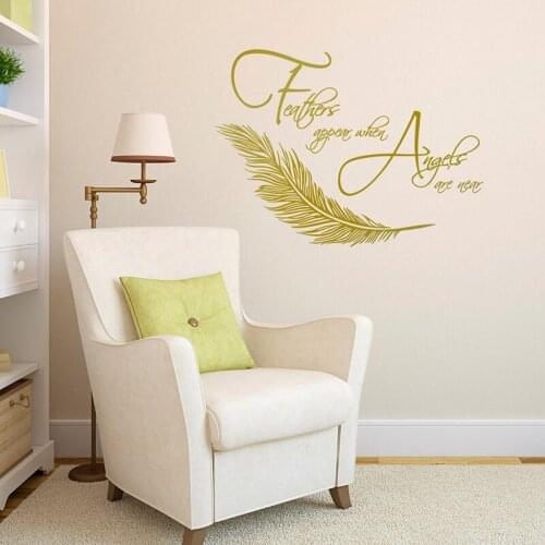 Feathers Appear When Angels Are Near Wall Sticker - Inspirational Wall Decal E542