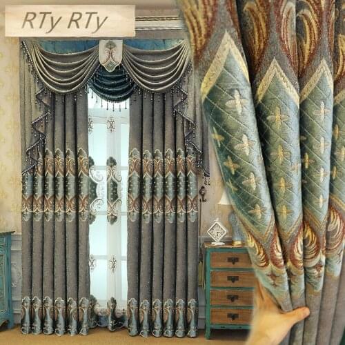 Thicken Chenille European Luxury Embroidery Curtains Windows Drapes Elegant Chinese style Shade Curtain For Living Room AP322-30
