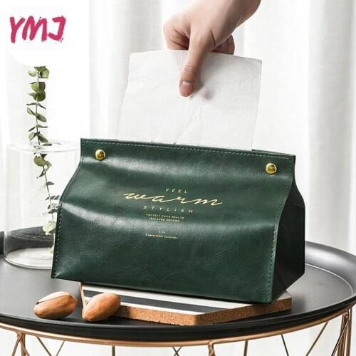 Luxury Creative PU Leather Tissue Case Soft Foldable Napkin Holder Letter Print Tissue Box Home Kitchen Paper Holder Storage Box