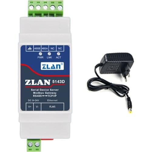 With Power Supply Modbus Din Rail RS485 To TCP/IP Converter Serial Ethernet Server