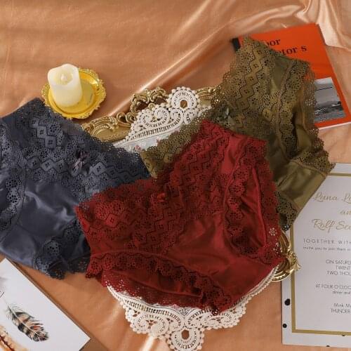 European Style Sexy Panties Women Cotton Underwear Fashion Bow Briefs Mid Waist Transparent Invisible Underpants Female Lingerie