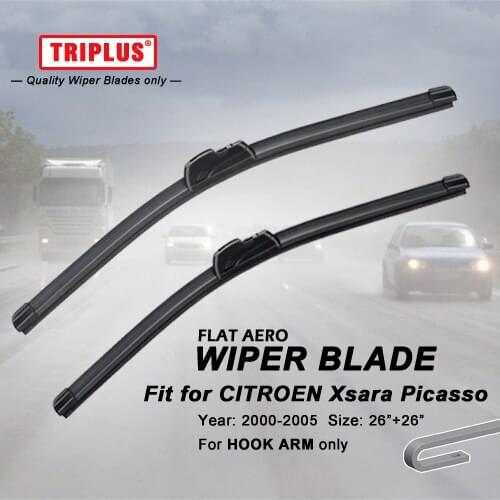Wiper Blade for Citroen Xsara Picasso (2000-2005) 1set 26"+26", Flat Aero Beam Windscreen Wiper Blade Frameless Soft Blades