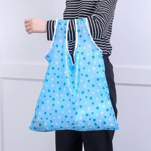 Foldable Shopping Bag Star Flower Oxford Fabric Shoulder Bag Portable Eco-Friendly Grocery Bags Reusable Tote for Ladies