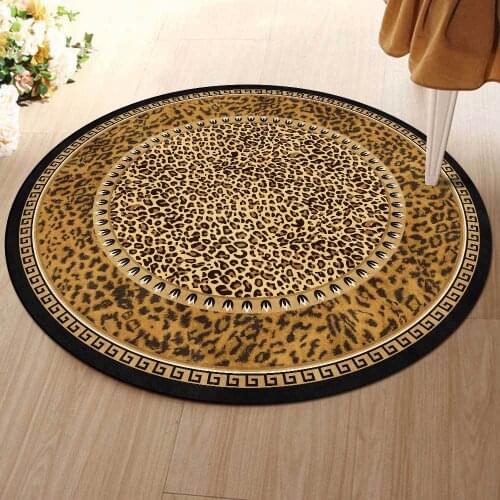 Light luxury modern wild European and American wind leopard grain yellow sitting room bedroom hanging basket round carpet
