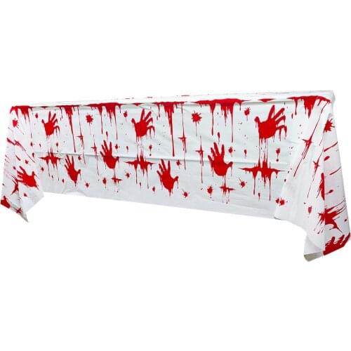 Halloween Theme Party Disposable Tablecloth Blood Handprint Skull Spider Horror Pattern Home Haunted House Decoration Props