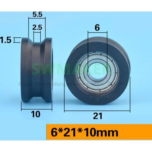 6*21*10 trapezoidal groove pulley traction wheel bearing pulley driven roller bearing 3D printer