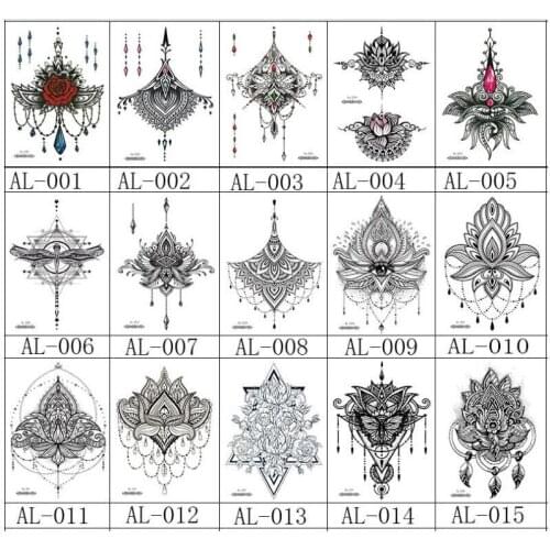 35 Styles Waterproof Temporary Waist Jewels Wreath Flowers Tattoo Sticker Animal Clock Chest Tattoo Stickers For Women Back Arms