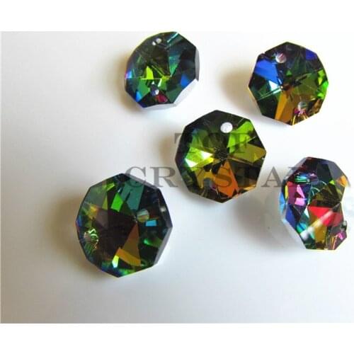 2000Pcs 14MM Multicolored Glass Crystal Octagon Beads With 1 Hole/2Holes Freeshipping