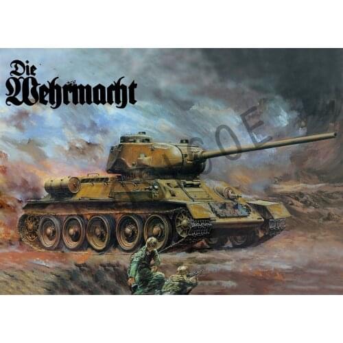 WW2 GER Die Wehrmacht GER Captured Tank Poster Print Weapon War Military Painting Vintage Kraft Paper Wall Sticker Wall Art