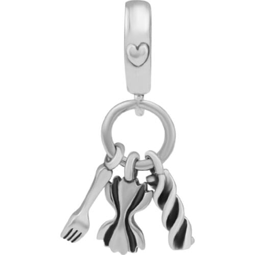 Love Pasta Dangle Charm Fashion Female Jewelry Fits European Bracelets 925 Sterling Silver Jewelry For Jewelry Making