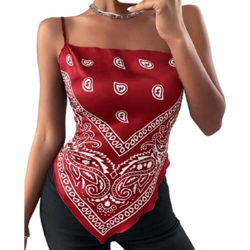 Plus Size Women Crop Vest Vintage Paisley Print Summer Sexy Low Cut Backless Sleeveless Bowknot Camisole Night Club Tank Top