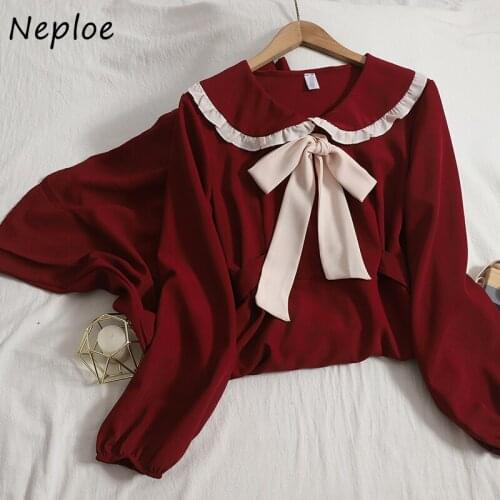 Neploe Preppy Style Peter Pan Collar Sweet Dress Woman 2021 Autumn All-match Female Robe Gentle Long Sleeve Vestido De Mujer