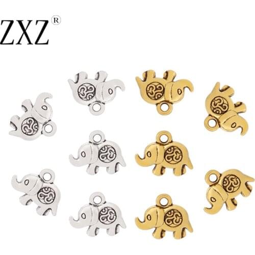 ZXZ 20pcs Tibetan Silver/Gold Tone 3D Elephant Charms Pendants Om Symbol Yoga Elephant Charms for Bracelet Necklace Making