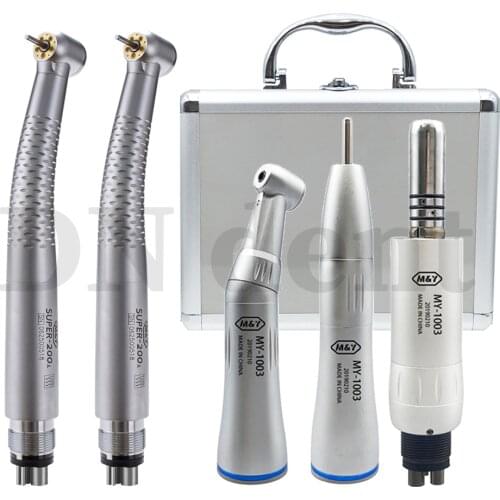 1 sets LED dental handpiece kit inner water low speed handpiece push button high speed handpiece 2hole 4hole air turbine