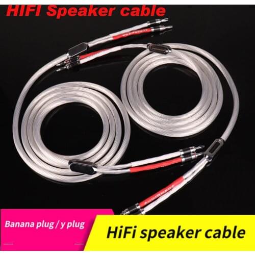 1 pair Audiomeca hifi speaker cable silver plated conductor pure copper carbon fiber banana plug