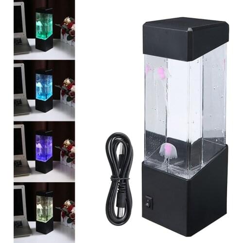 1Pcs Colorful LED Jellyfish Lamp Glass Jellyfish Aquarium Lava Lamp For Home Office Bedroom Decoration Kids Gifts