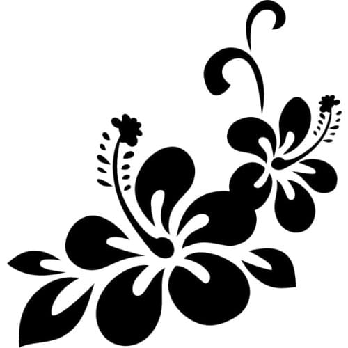 23.8*24.9CM Beautiful Hawaiian Hibiscus Car Sticker Personalized Motorcycle Vinyl Decals Black/Silver C7-1759