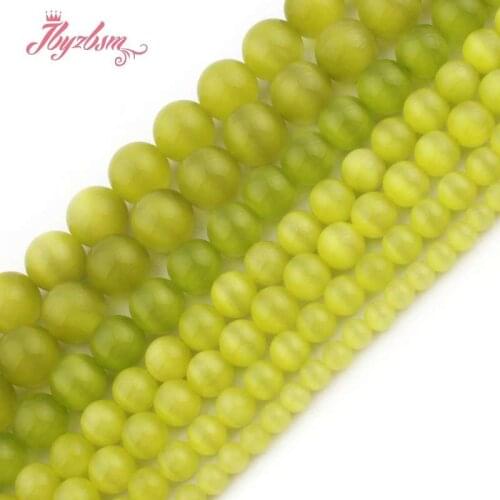 6,8,10mm Smooth Green Round Cat Eye Loose Beads Ball Natural Stone Beads For DIY Necklace Bracelat Jewelry Making Strand 15"