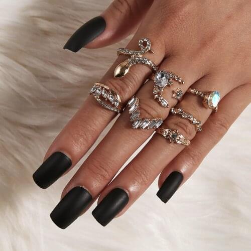7 Pcs/set Bohemian Snake Midi Rings Set Moonstone Ring Set Vintage Boho Jewelry Woemn Ring Wedding bijouterie 2020