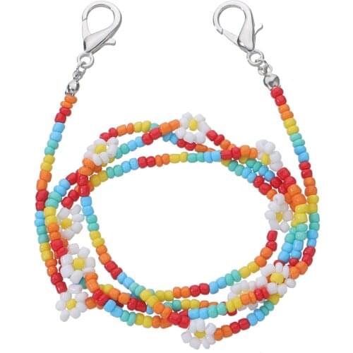 70cm Glasses Chain Colorful Flower Bead Daisy Flower Anti-lost Mask Chain Women Men Necklace Chain Eyewear Cord Holder Accessori