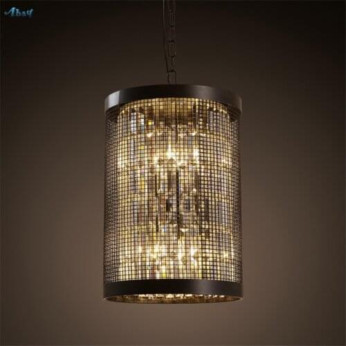 American Loft Retro Crystal Pendant Lights Single Head Iron Dining Living Room Restaurant Bar Lamps Corridor Hanging Fixtures