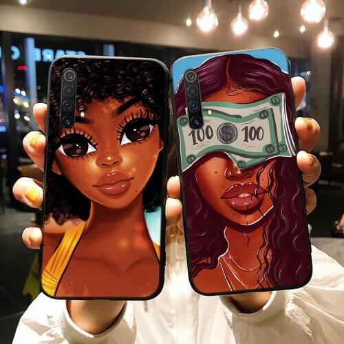 Afro Girls Black Women Art Case For OPPO Realme C2 C3 X XT X2 5 6 Pro 3 Q X50 Soft Silicon Make Money Girl Melanin Poppin Cover