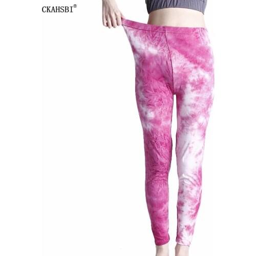 CKAHSBI Red Tie Dye Printed Yoga Pants Women Fitness Leggins Push Up Workout Pants Gym Running Jegging Elasticity Sportswear