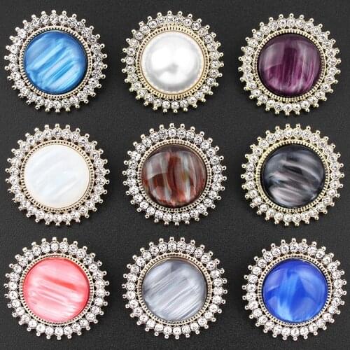3Pcs 18-25mmMetal Opal Decorative Buttons Coat Clothes Windbreaker Woolen Jacket Knitwear Round Decorative Buttons C142
