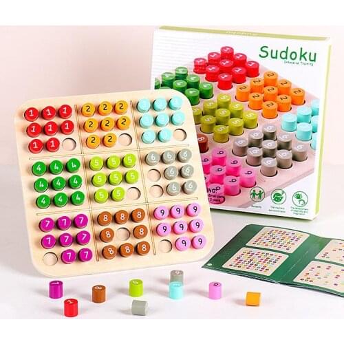 Wooden Sudoku Chess Chess Logic Training Board Color Number Cognition Montessori Educational Puzzles Brain Training Toys For Kid