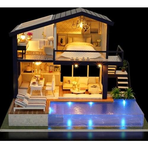 DIY DollHouse Wooden Doll Houses Miniature Dollhouse Furniture Kit Toys for Children New Year Christmas Gift Casa Funny Toy