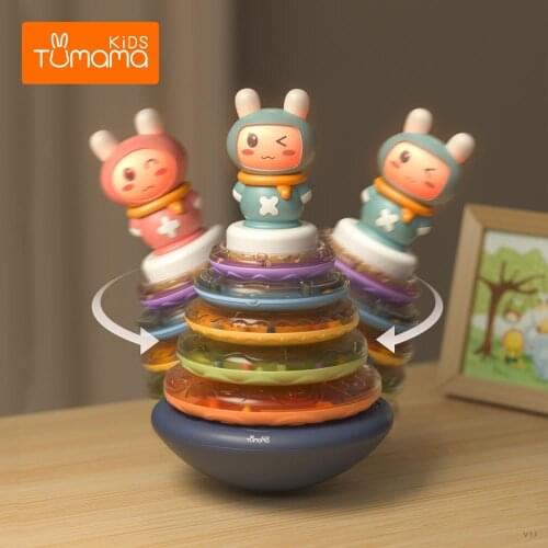 TUMAMA Circle Stacking Rings Toy Baby Rainbow Tower Music Toys For Baby Children Tumblers For 1 2 3 Year Old Kids Girls Boys