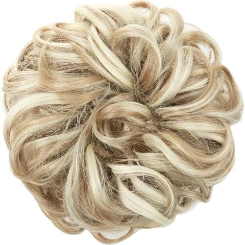 Elastic hairpiece synthetic messy hair bun large size donut chignon with elastic band hair accessories for women