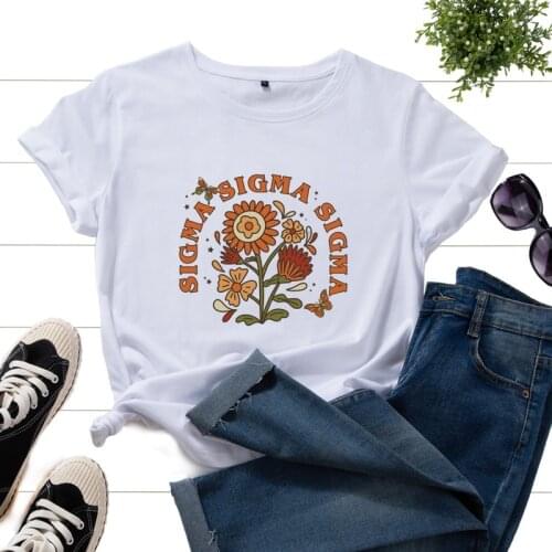 Women Summer Short Sleeve T-shirt Flower Letter Print Female Graphic Casual Fashion T Shirt Ladies Regular Daily O-Neck Tee Tops