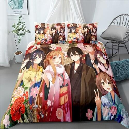 Anime Sword Art Online Bedding Set Bed Linen Quilt Duvet Cover Sets Home Decor Twin Single Queen King Size Fashion Gift Cartoon