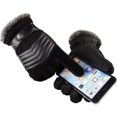 LA SPEZIA Brown Mens Leather Gloves Real Pigskin Russia Winter Gloves Warm Thick Driving Skiing Mens Gloves Guantes Luvas