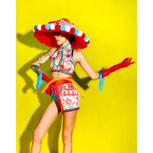Nightclub DJ Performance Clothing Festival Party Chinese Style Cosplay Costumes Female Singer Gogo Dancer Rave Outfits DWY6085