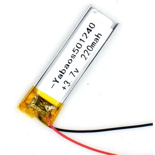 3.7V 220 mAh Li-Polymer Rechargeable Battery 501240 Li Po ion for GPS Bluetooth MP3 MP4 051240