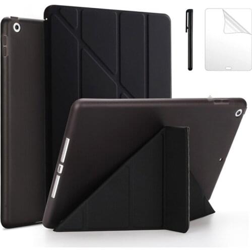For Apple iPad 9.7 2017 smart Cover Multi-fold Hard Smart Leather Case for iPad 9.7 2018 cover A1822 A1823 tablet case +FilmPen