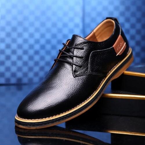 Men Oxfords Genuine Leather Dress Shoes Brogue Lace Up Mens Casual Shoes Luxury Brand Fashion Sneakers 2021 Plus Size 38-48