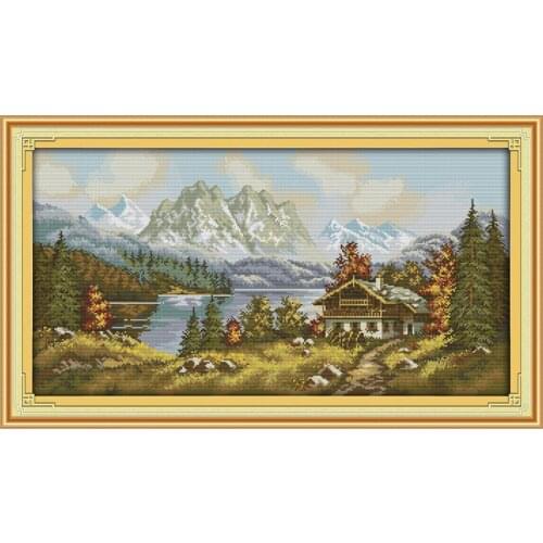 Landscape people cross stitch kit lanscape garden 14ct 11ct count printed canvas stitching embroidery DIY handmade needlework
