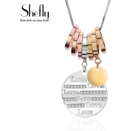 New European Simple Sequins Tassel Circles Necklaces & Pendants For Women Creative Love Writing Zircon Jewelry Gift Girl Collier