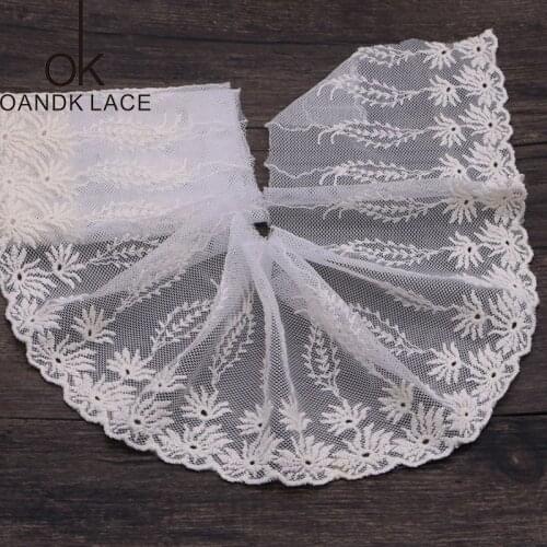 New 2 yard 11.5 cm Beige high quality clothing material DIY wedding embroidery lace