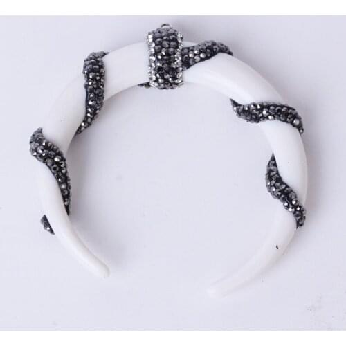 Horn Shape Pendant Pave Rhinestone Crystal Charms DIY Jewelry Necklace Pendant Fashion Jewelry Statement