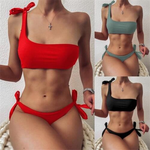Sexy Bikinis 2021 New One Shoulder Swimwear Women Swimsuit Bandage Bathing Suits Beach Wear Biquini Female Brazilian Bikini set