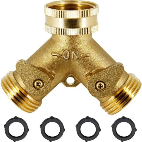 Hose Pipe Splitter 3/4 Inch Brass Garden Double Pass Ball Valve Splitter Hose Pipe Tap Connectors For Garden Irrigation Car Kit
