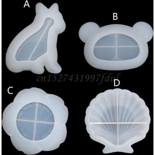 Handmade Cute Dish Resin Mold Jewelry Making Tools Bulldog Shell Bear Flower Plate Silicone Resin Casting Dish Mould